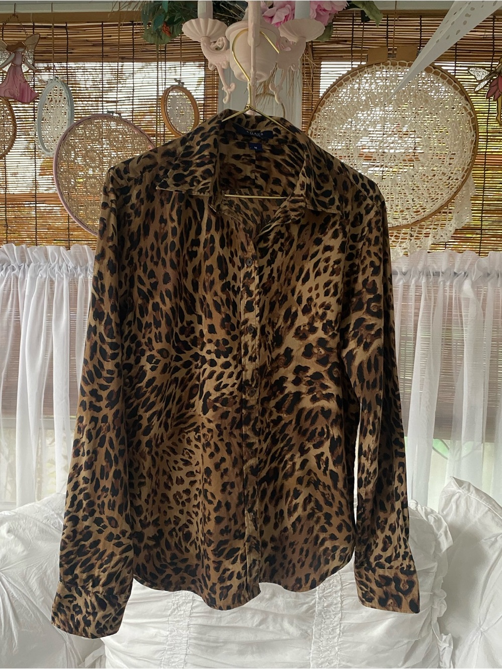 Chaps Leopard Button Down Shirt
